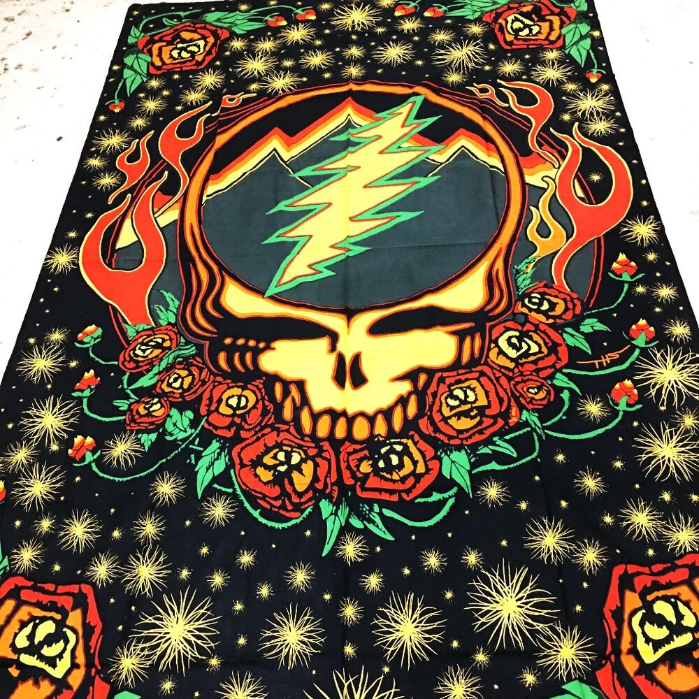 Grateful Dead Steal Your Face Tapestry Black Background 60-x80 - Picture 2 of 4